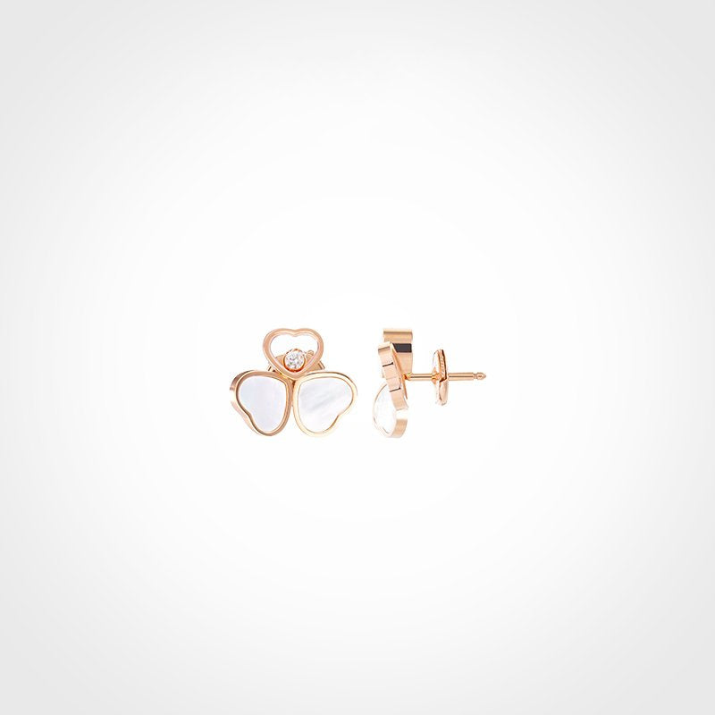 CHOPARD HAPPY HEART MOP EARRINGS PINK GOLD DIAMOND