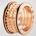 BVLGARI ZERO 1 ROCK BLACK CERAMIC PINK GOLD LARGE MODEL