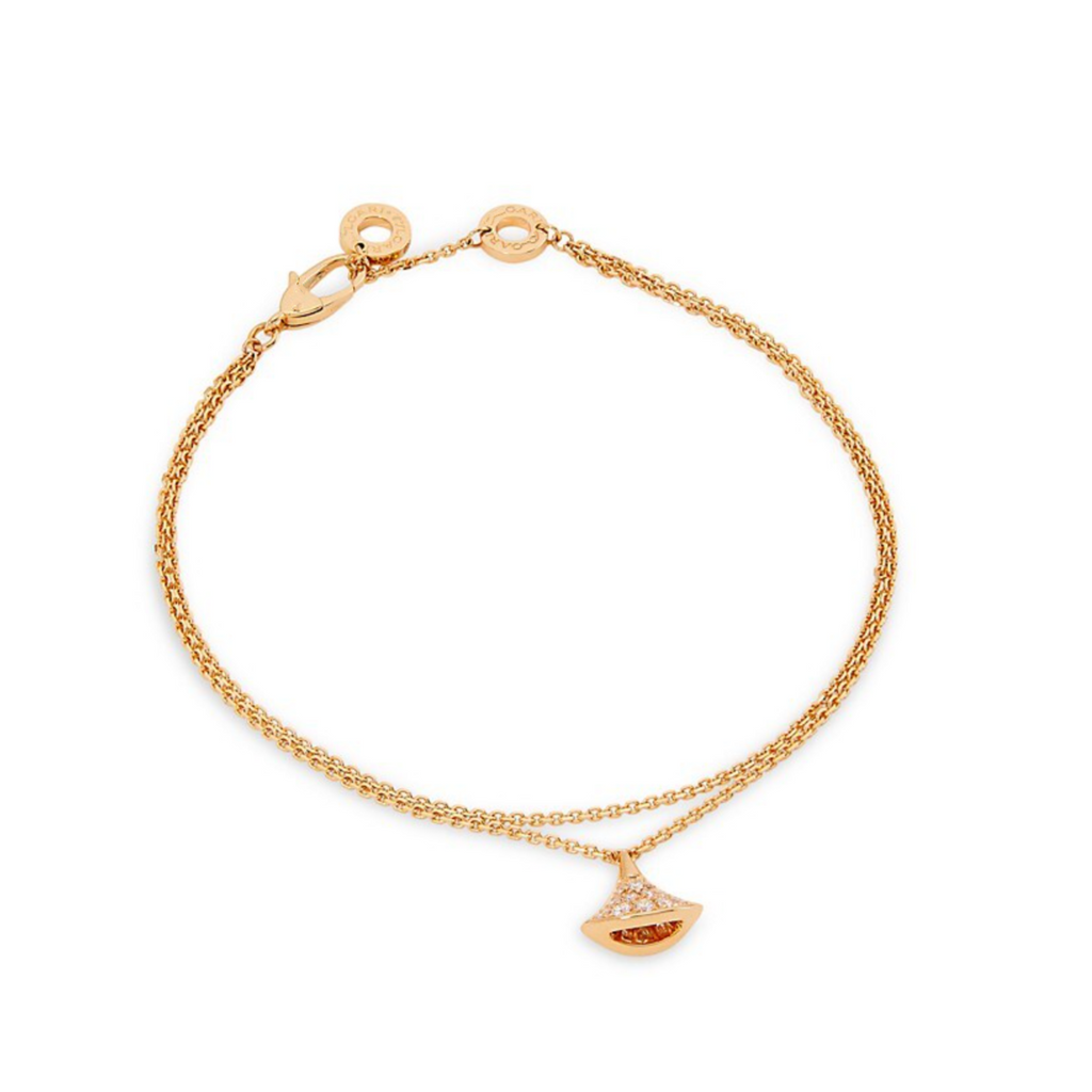 BVLGARI DREAM 1 MOTIF DIAMOND DOUBLE CHAIN BRACELET