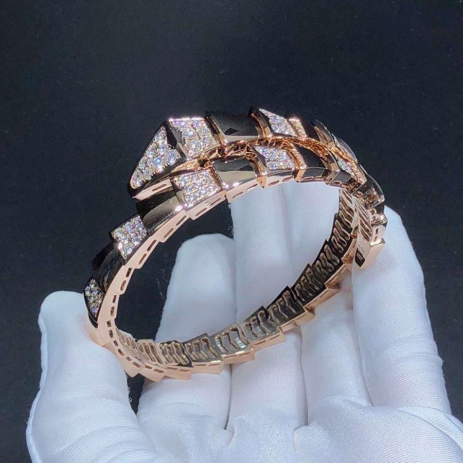 BVLGARI SERPENTI WIDE BRACELET PINK GOLD DIAMOND