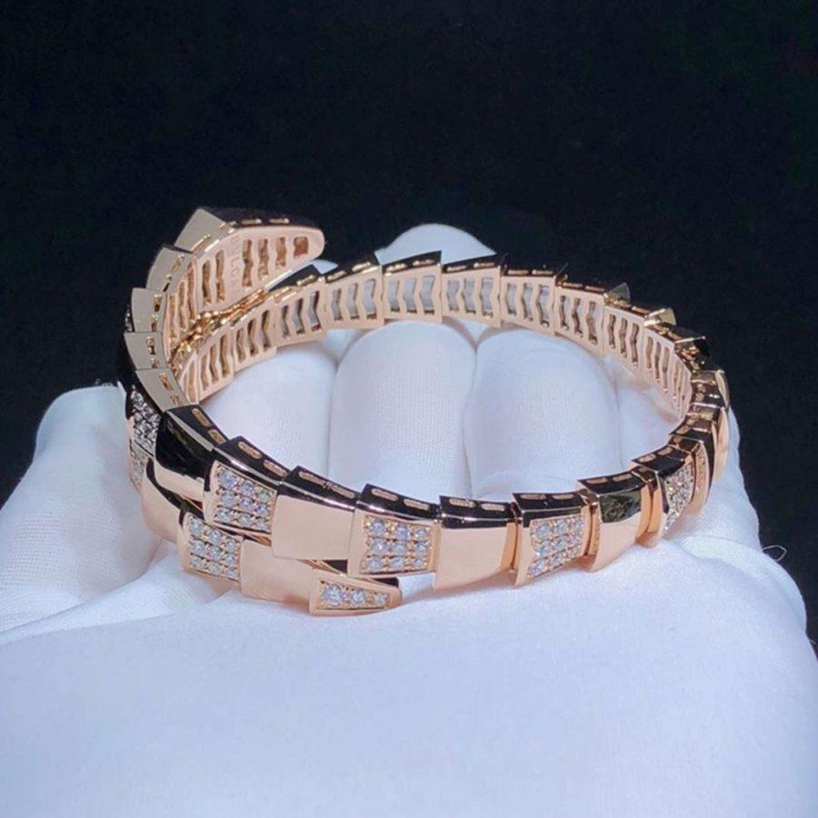 BVLGARI SERPENTI WIDE BRACELET PINK GOLD DIAMOND