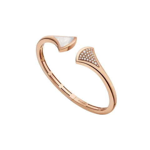 BVLGARI DREAM BRACELET OPEN PINK GOLD MOP DIAMOND