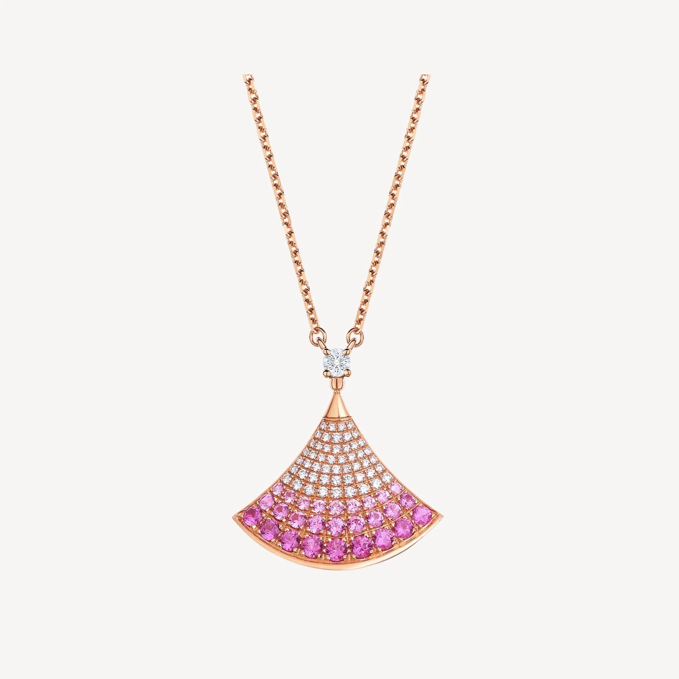 BVLGARI DREAM PINK DIAMOND PAVED NECKLACE