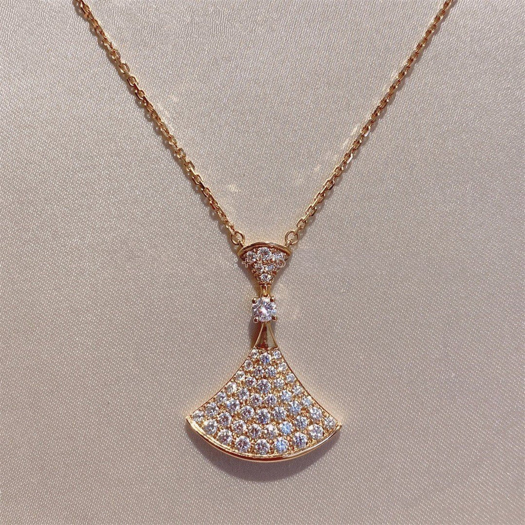 BVLGARI DREAM NECKLACE PINK GOLD FULL DIAMOND