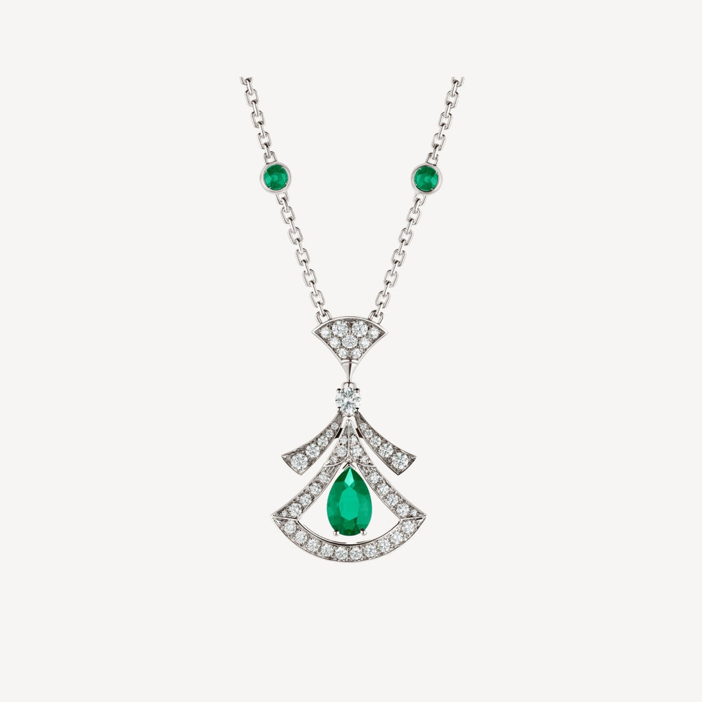 BVLGARI DREAM NECKLACE MALACHITE DIAMOND SILVER