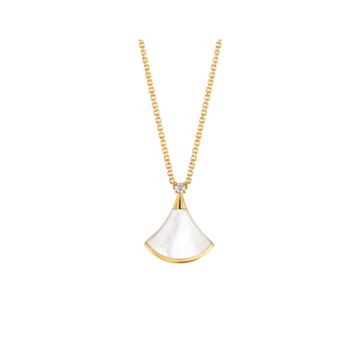 BVLGARI DREAM NECKLACE WHITE MOP GOLD 1 DIAMOND