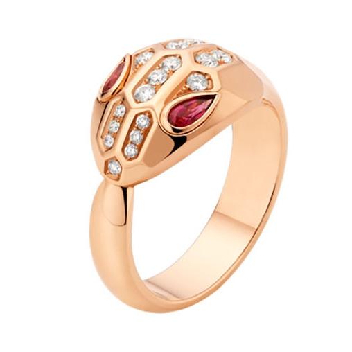 BVLGARI SERPENTI RING SNAKE PINK PINK GOLD DIAMOND