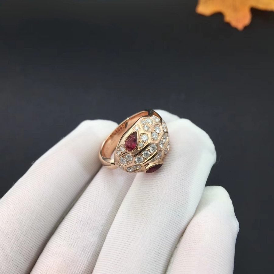 BVLGARI SERPENTI RING SNAKE PINK PINK GOLD DIAMOND