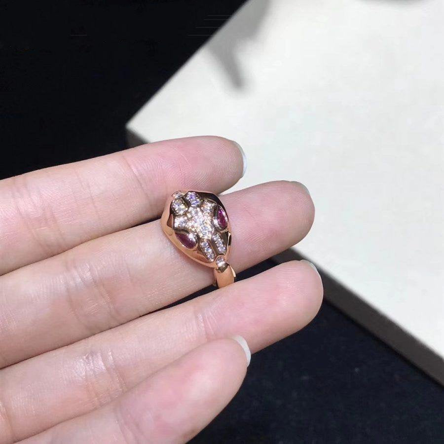 BVLGARI SERPENTI RING SNAKE PINK PINK GOLD DIAMOND