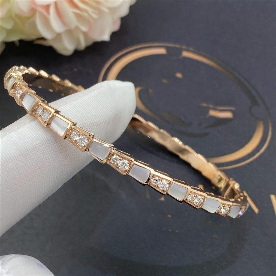 BVLGARI SERPENTI BRACELET PINK GOLD MOP DIAMOND