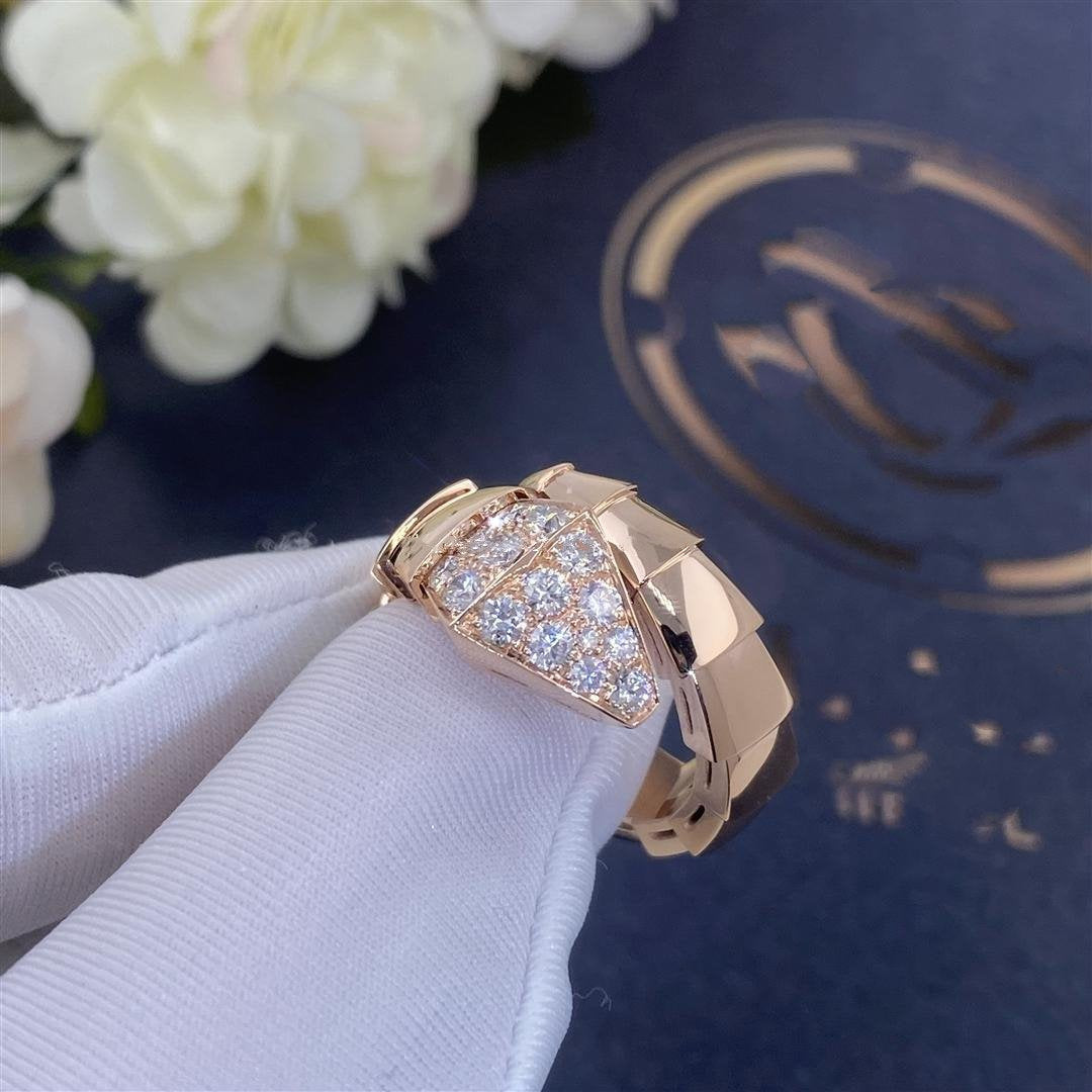 BVLGARI SERPENTI RING PINK GOLD DIAMOND