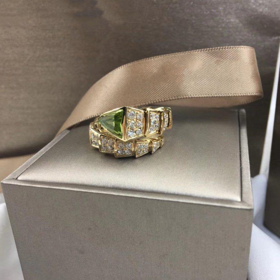 BVLGARI SERPENTI RING GOLD DIAMOND MALACHITE