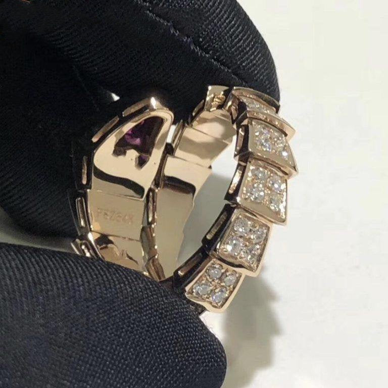 BVLGARI SERPENTI RING PINK GOLD DIAMOND PINK