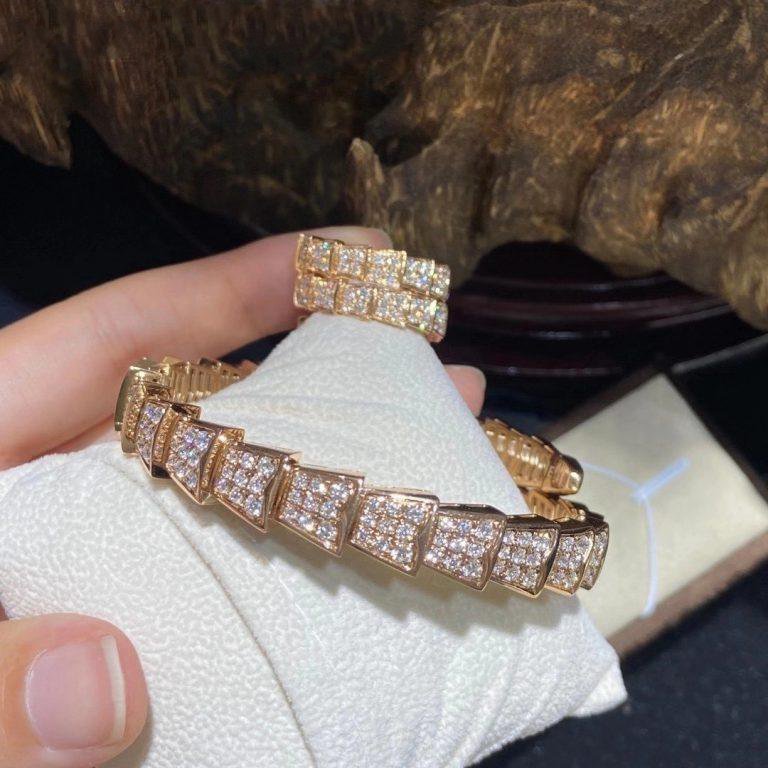 BVLGARI SERPENTI RING PINK GOLD DIAMOND PINK DOUBLE ROW