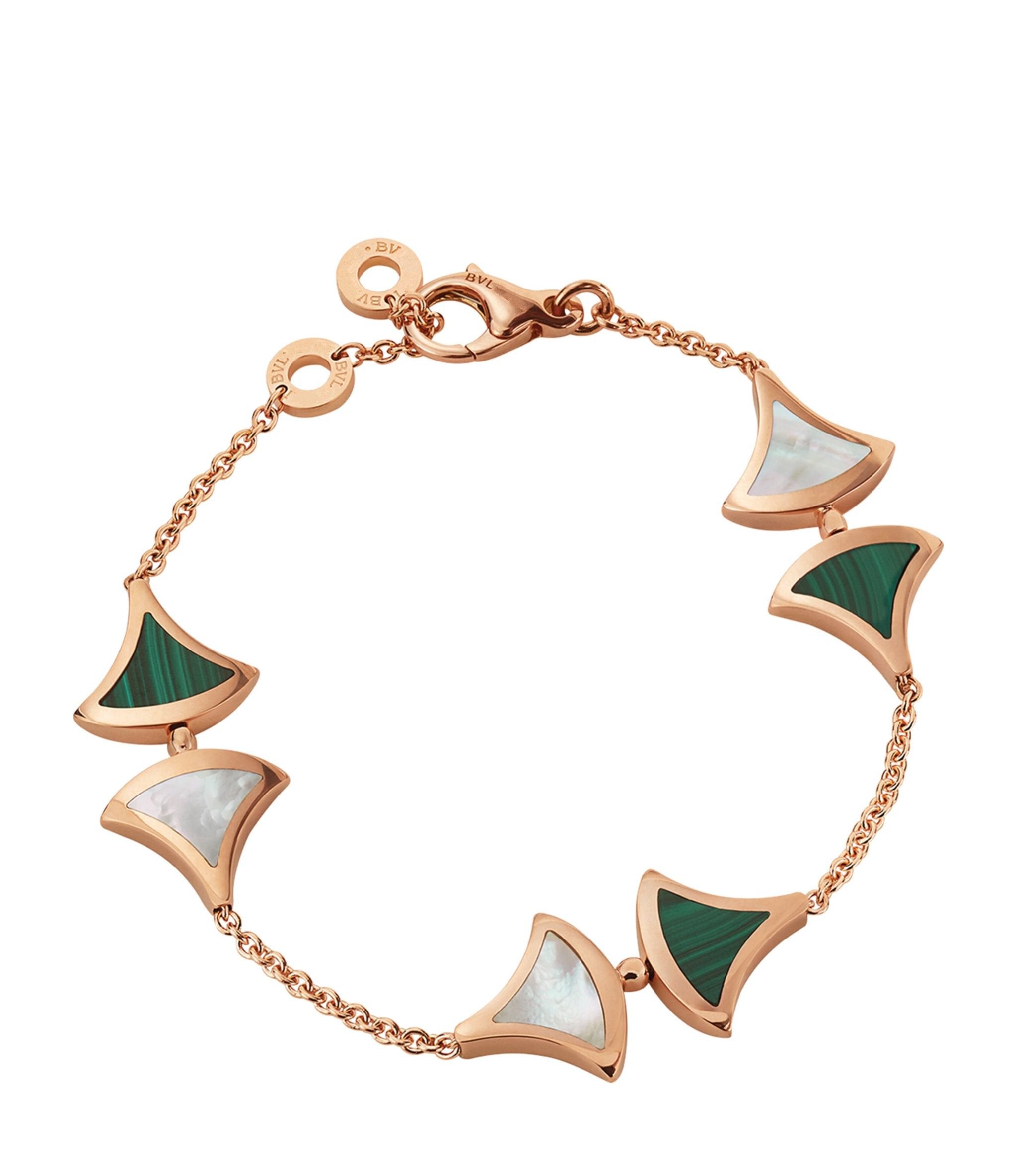 BVLGARI DREAM MOP AND MALACHITE BRACELET PINK GOLD