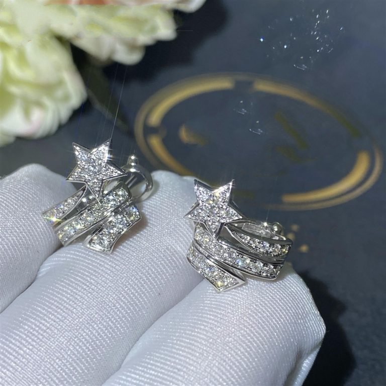 Chanel Comete Etoilee Earrings Silver Diamond