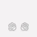 Chanel Fil De Camelia Earrings Silver Diamond