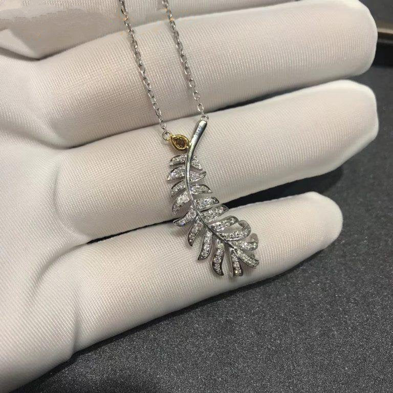 Chanel Plume De Silver Diamond Necklace