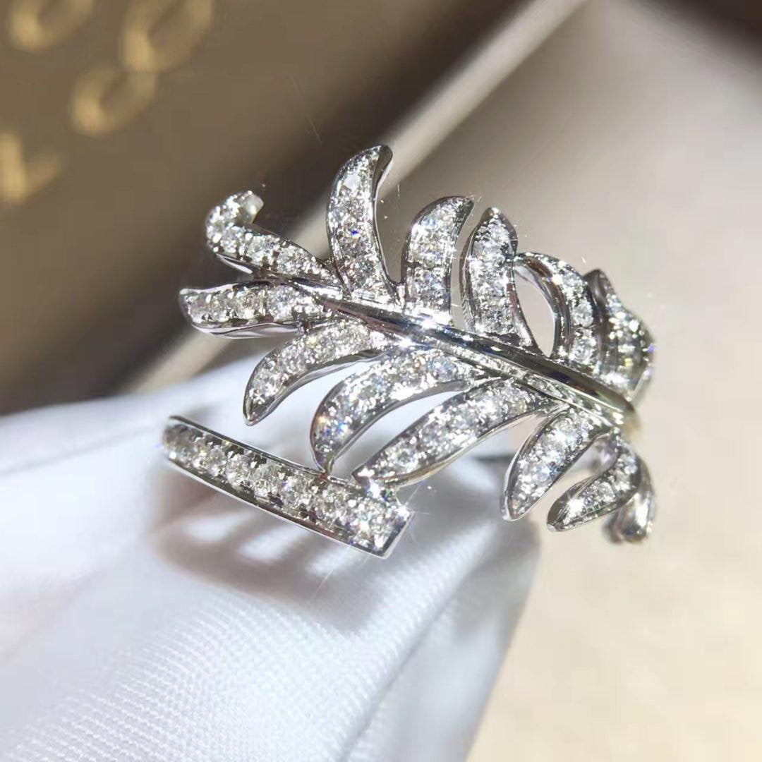 Chanel Plume De Ring Silver Diamond