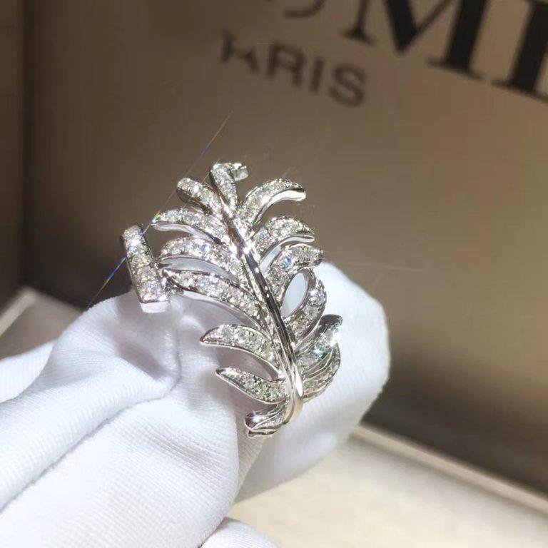 Chanel Plume De Ring Silver Diamond