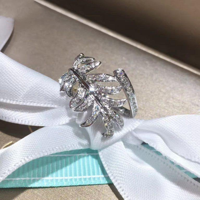 Chanel Plume De Ring Silver Diamond