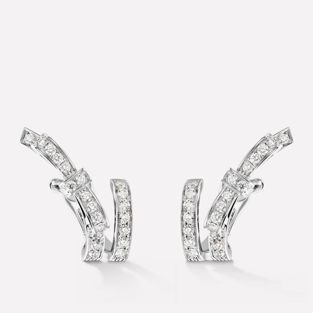 Chanel Ruban Silver Earrings Diamond