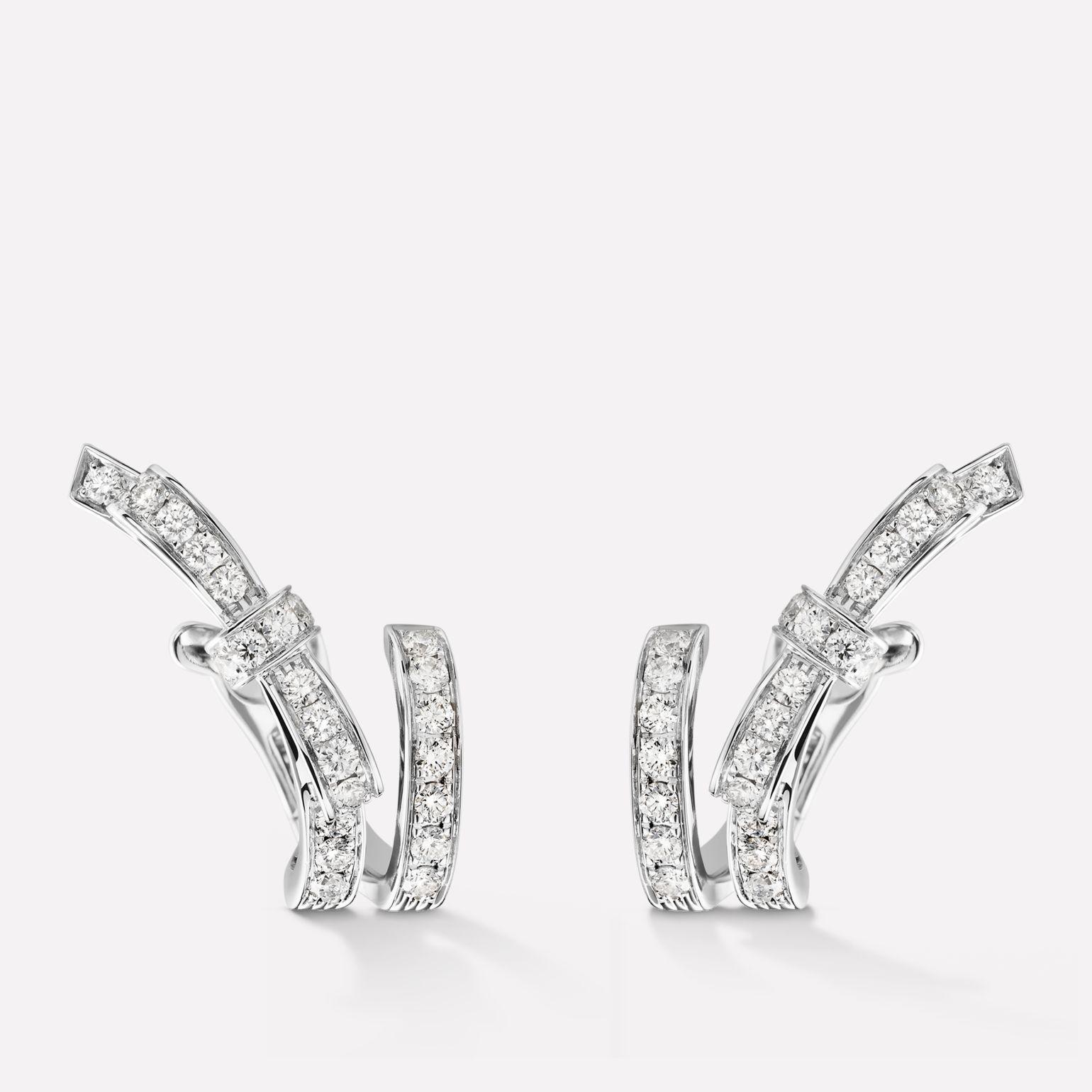 Chanel Ruban Silver Earrings Diamond