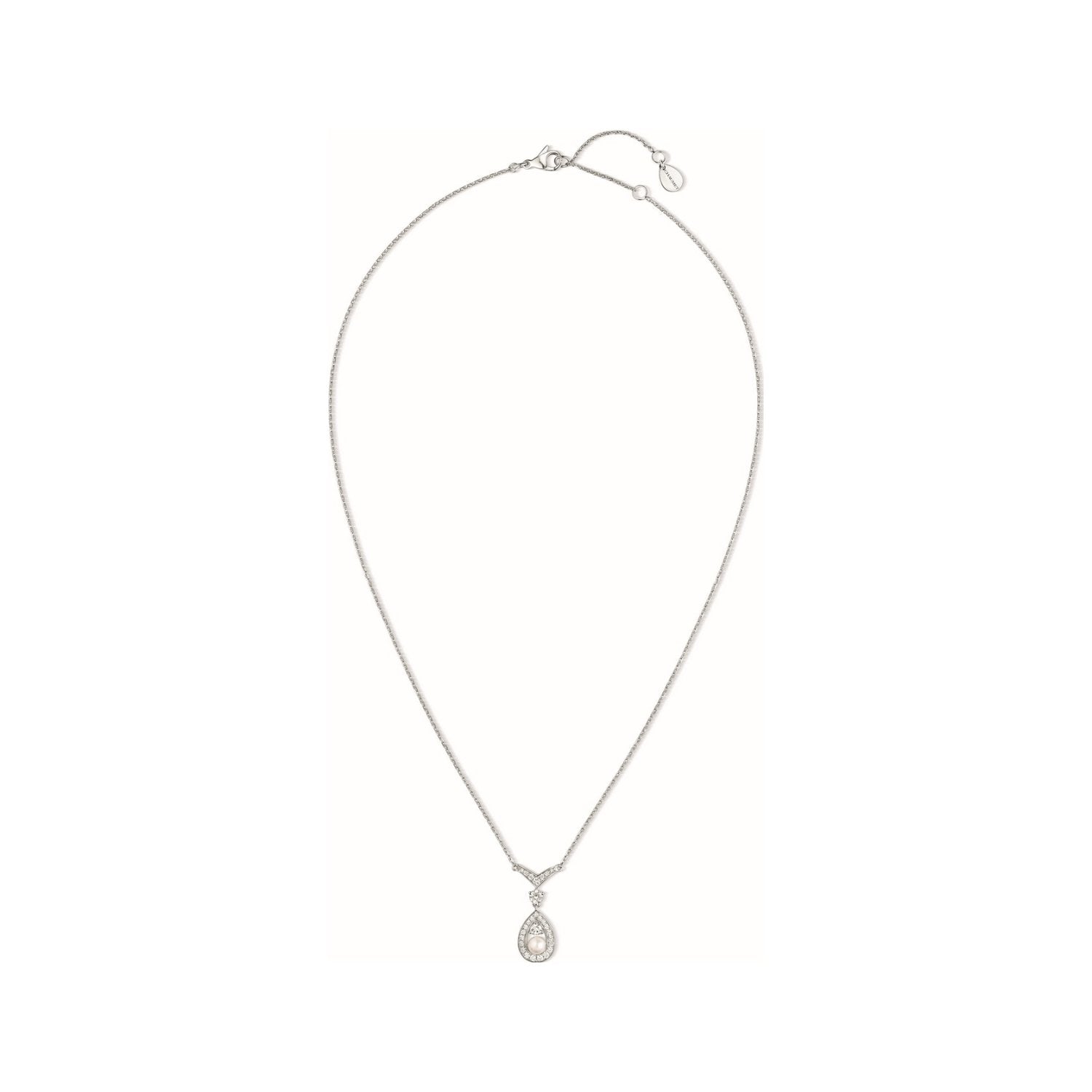 CHAUMET JOSEPHINE WHITE MOP SILVER DIAMOND NECKLACE