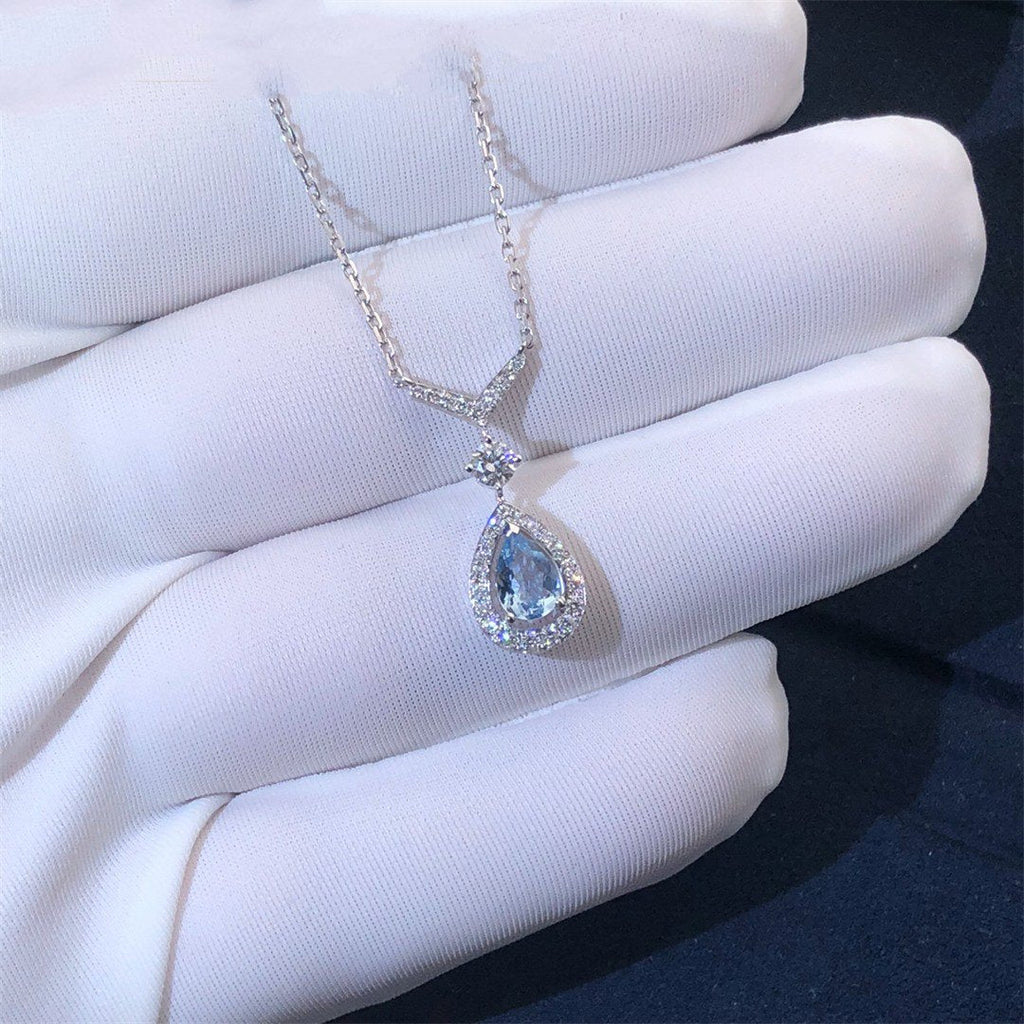 CHAUMET JOSEPHINE TURQUOISE LIGHT SILVER DIAMOND NECKLACE