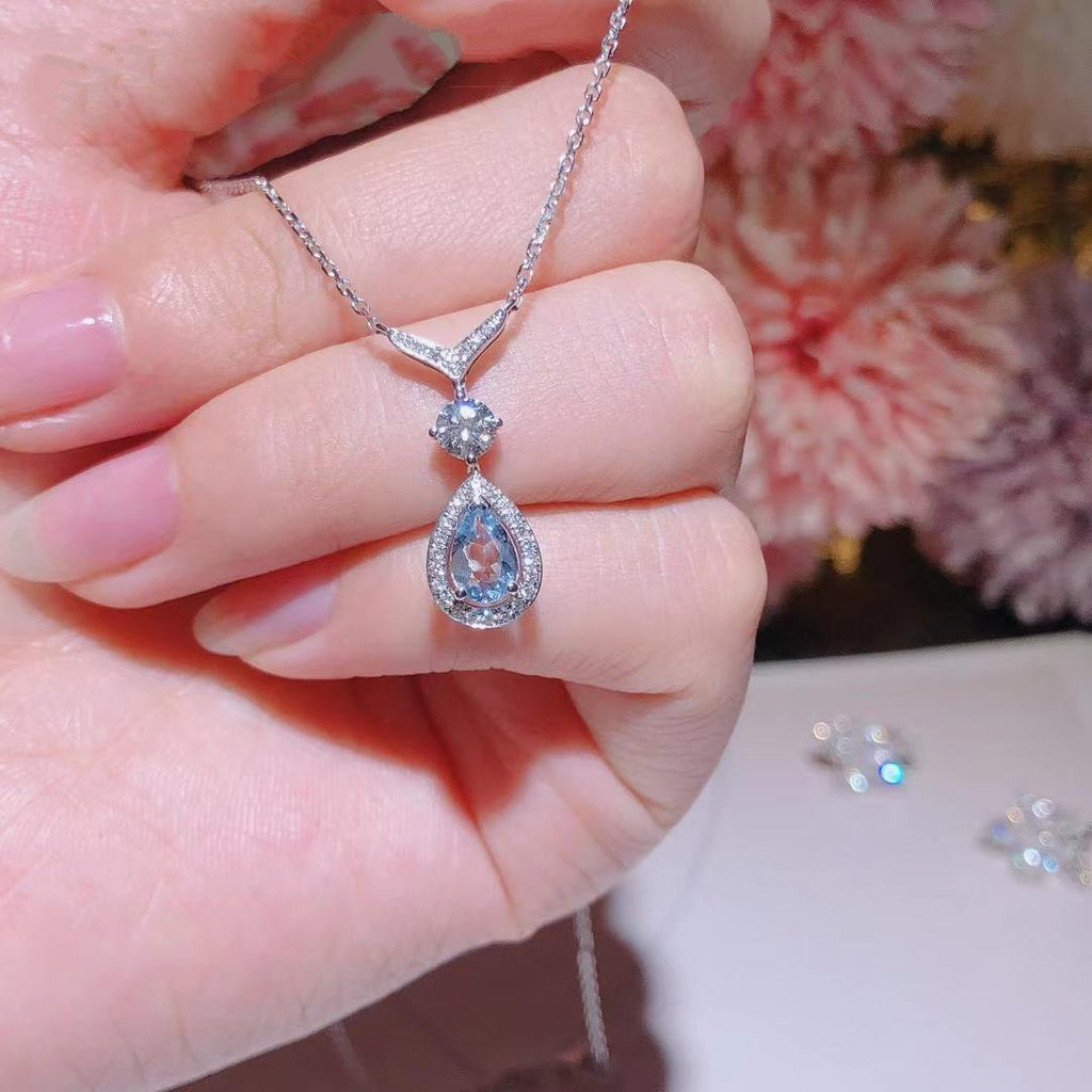 CHAUMET JOSEPHINE TURQUOISE LIGHT SILVER DIAMOND NECKLACE
