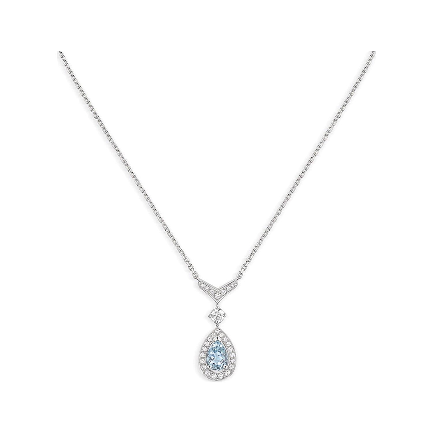 CHAUMET JOSEPHINE TURQUOISE LIGHT SILVER DIAMOND NECKLACE