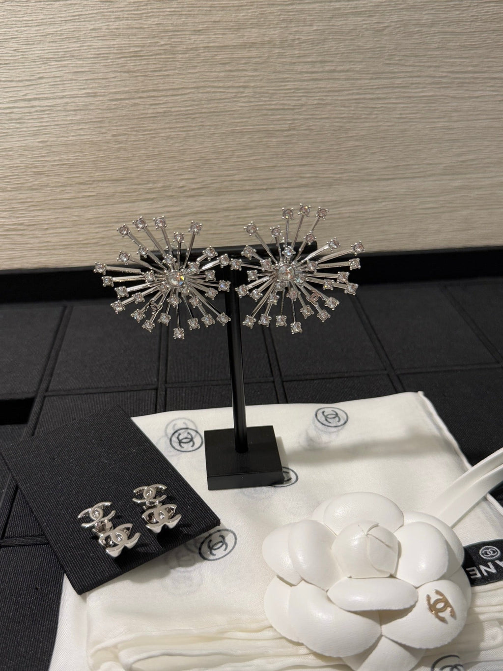 Chanel 2026 Sparkling Crystal Double C Firework Earrings
