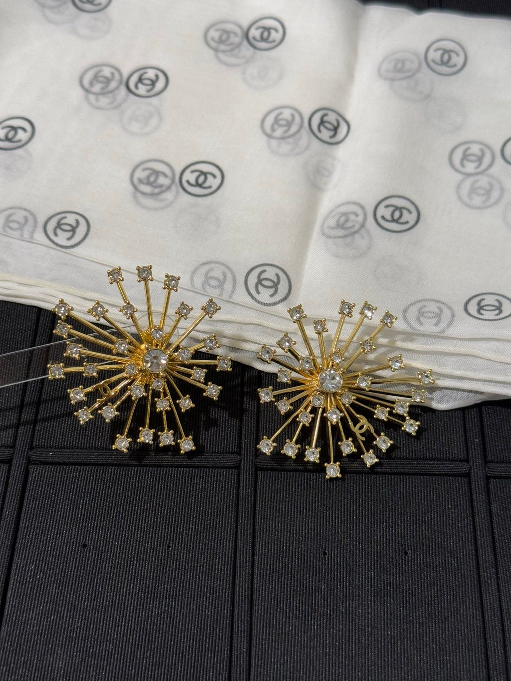 Chanel 2026 Sparkling Crystal Double C Firework Earrings