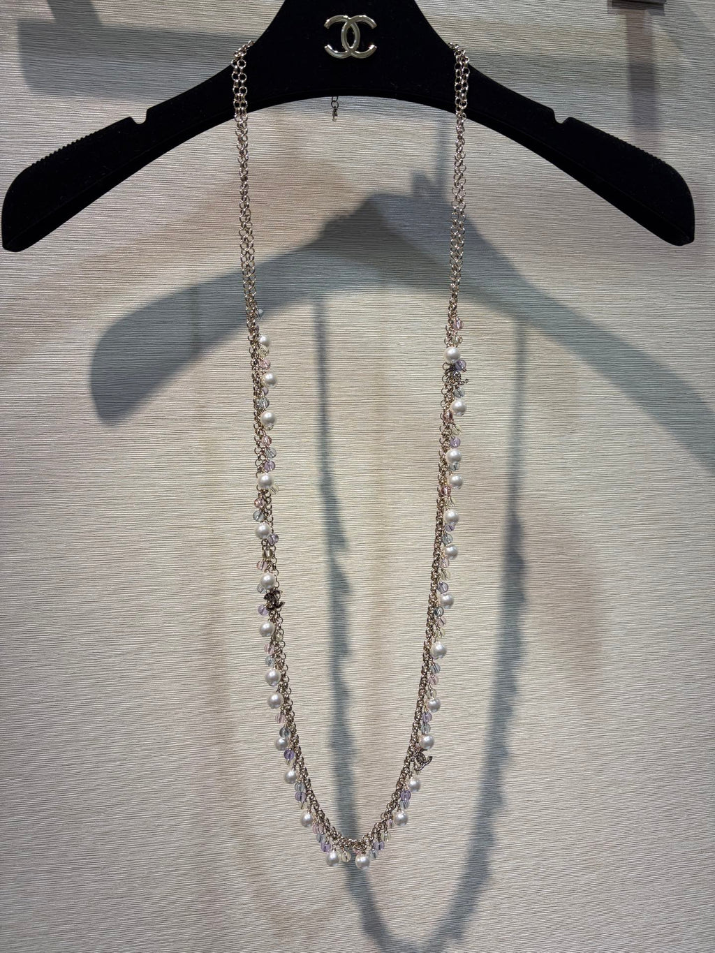 Chanel 2026 Colored Crystal Pearl Double C Long Necklace