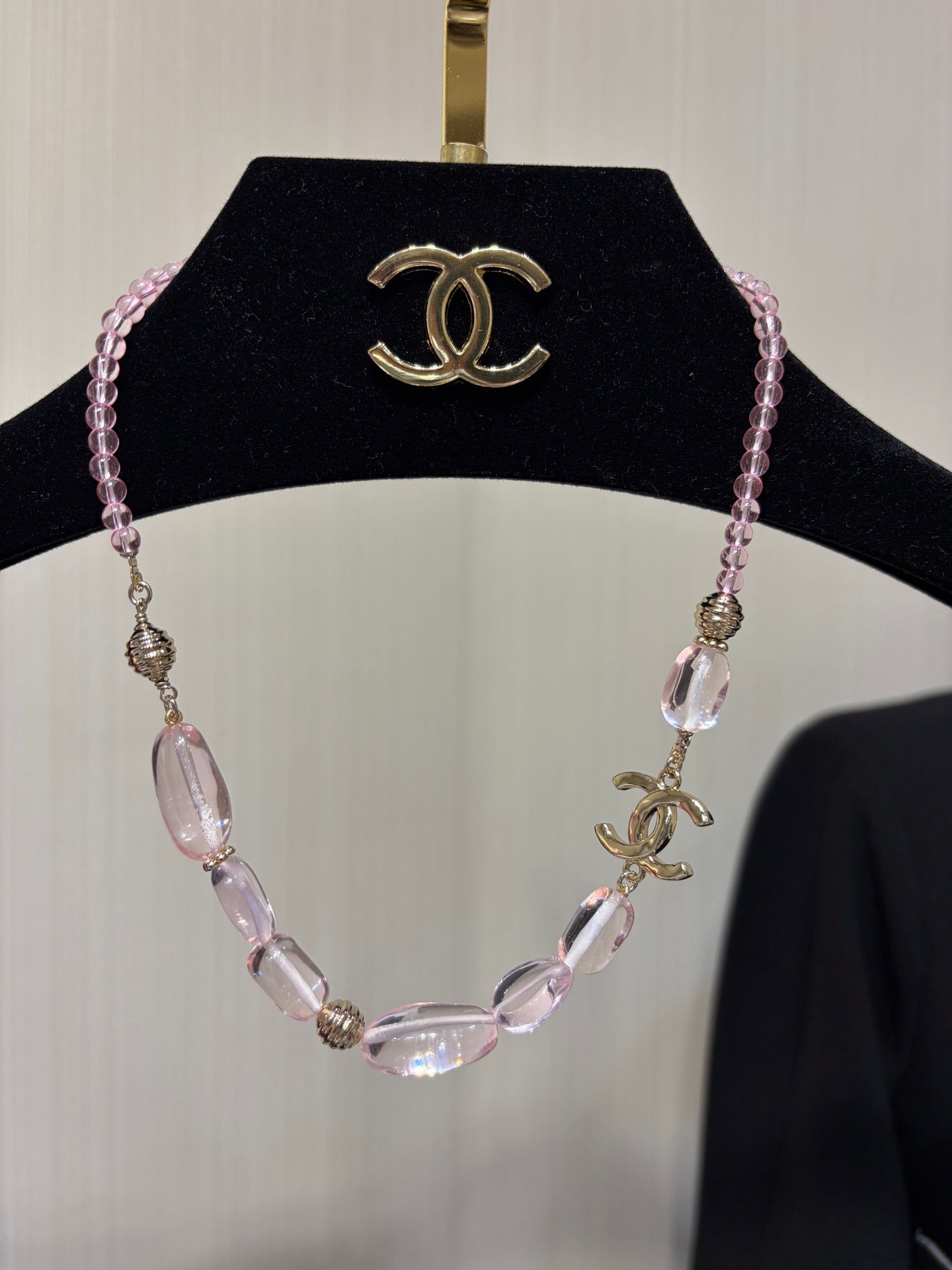 Chanel 2026 Double C Pink Acrylic Beaded Necklace