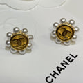 Chanel 2026 Double C Gold Bean Pearl Sunflower Earrings