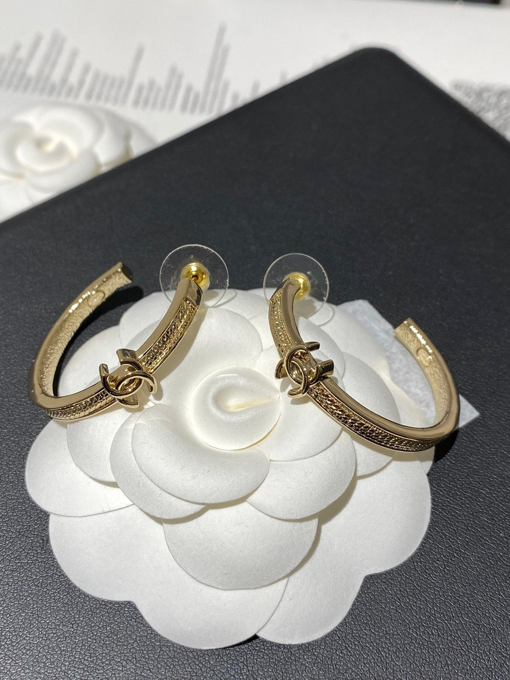 Chanel Double C Snake Bone Circular Hoop Earrings