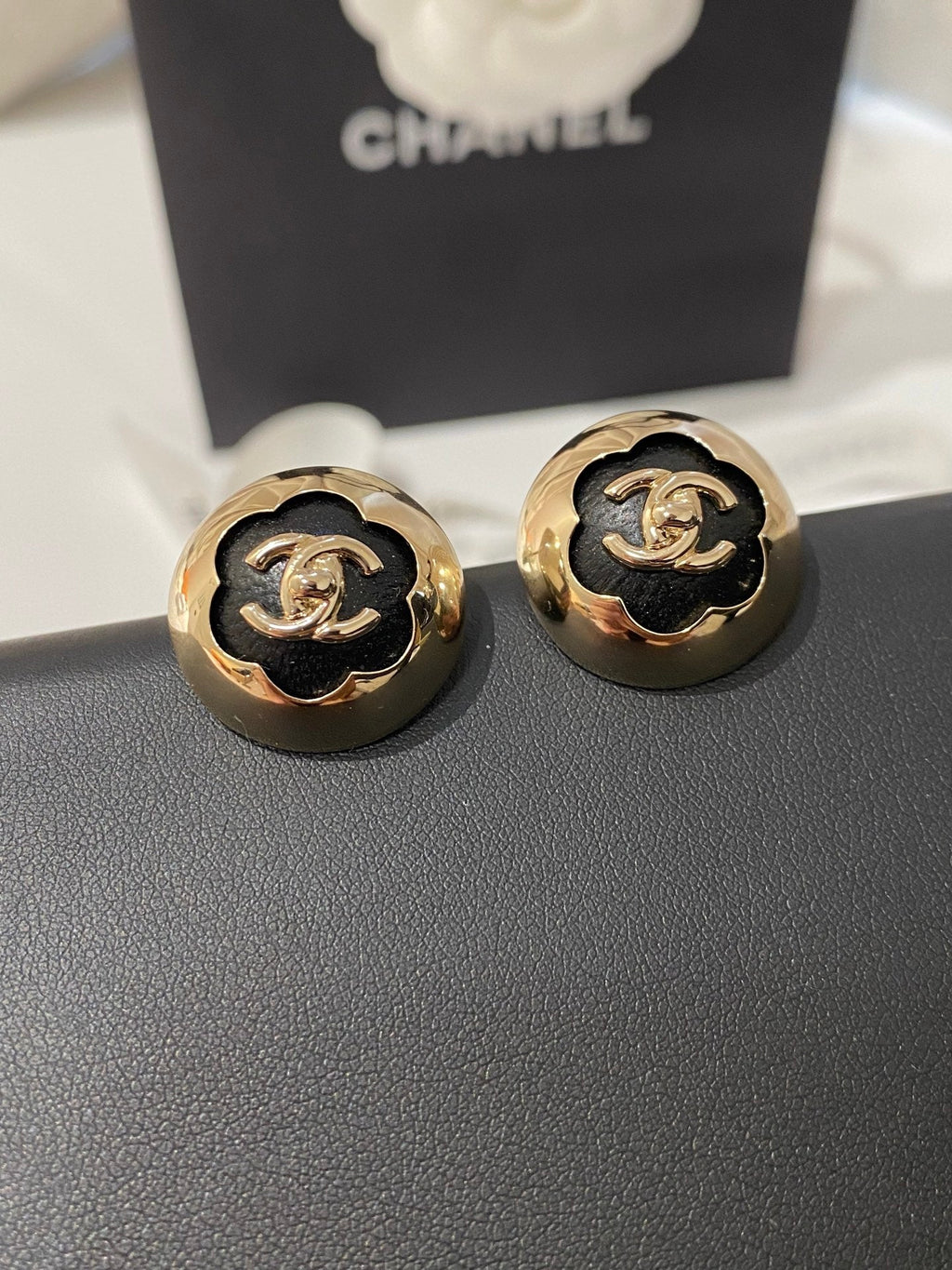 Chanel Classic White Sliver Enamel Double C Earrings
