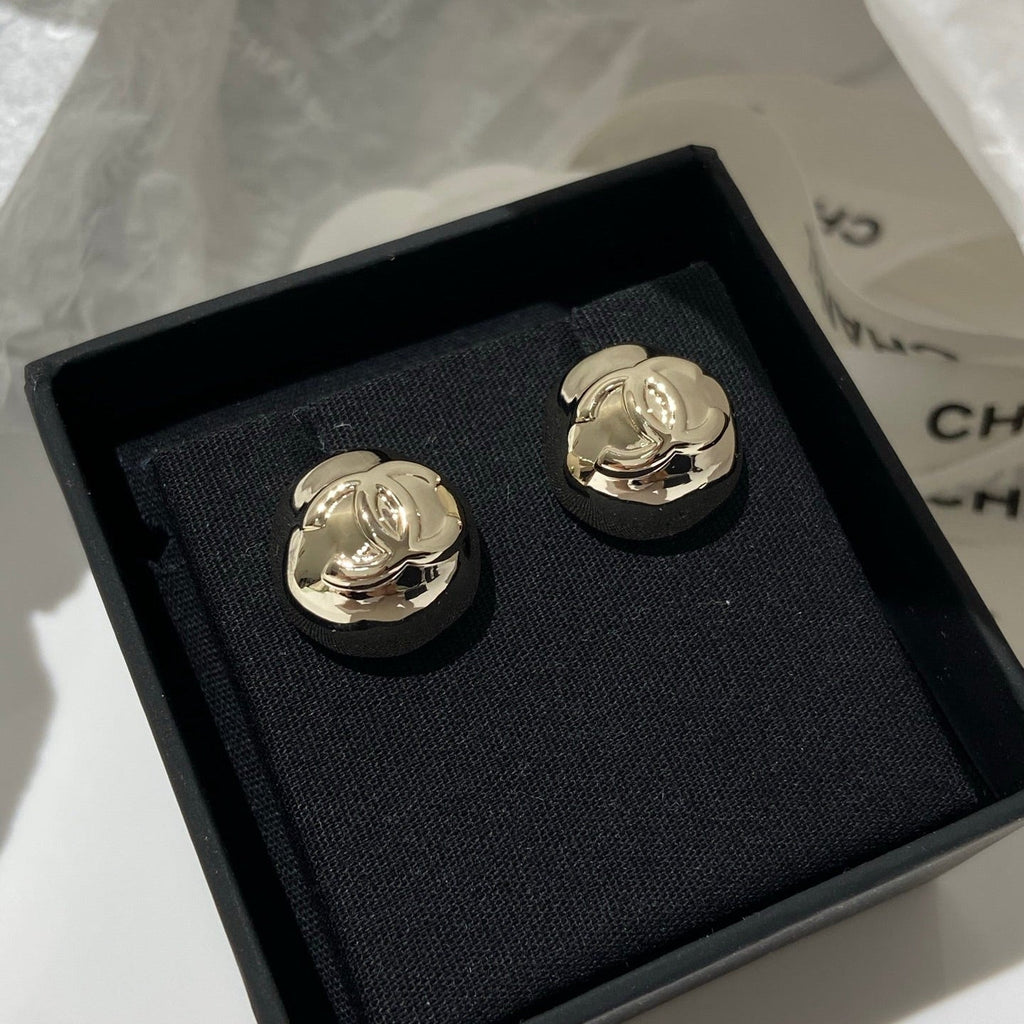Chanel Sphere Stud Gold Double C Earrings