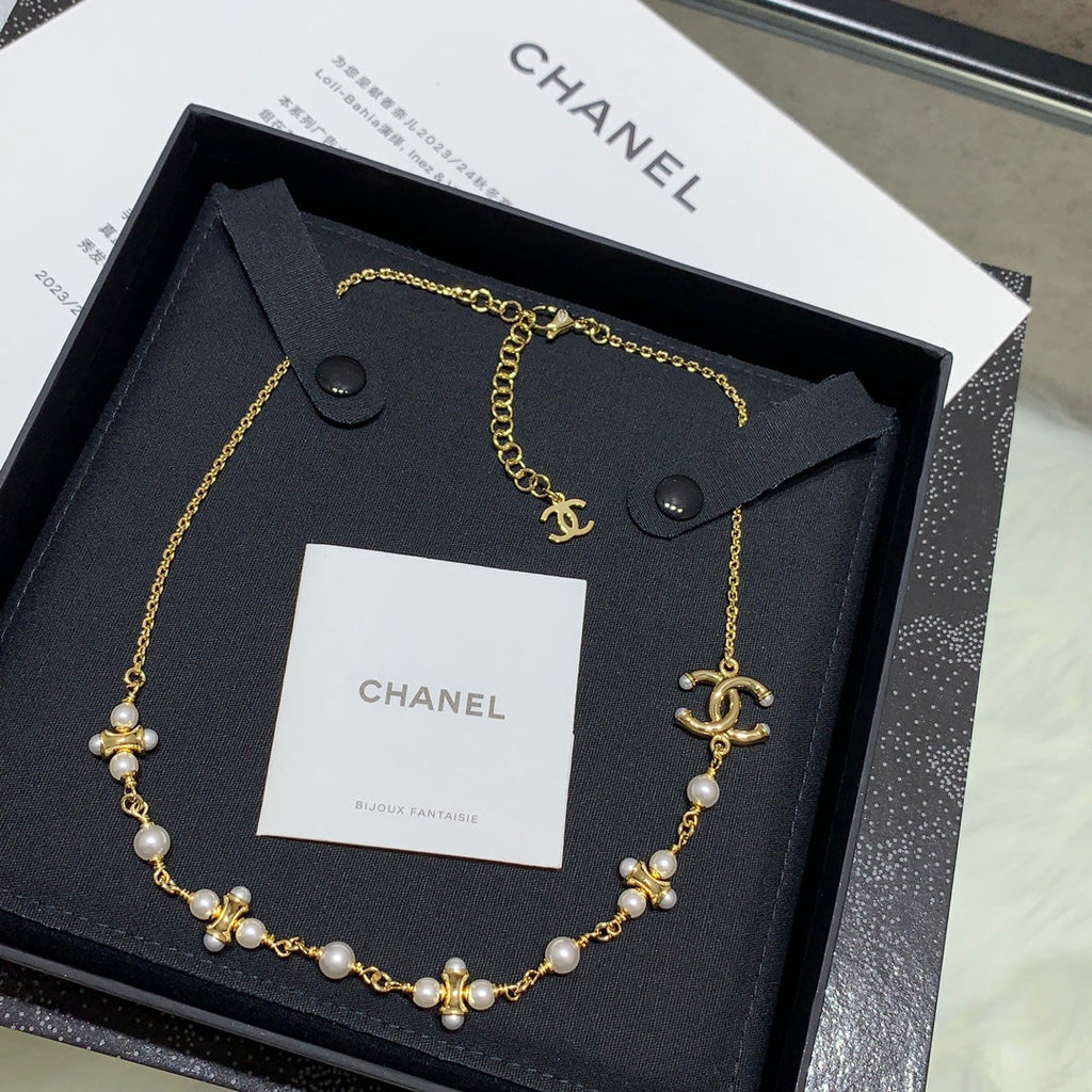Chanel 2026 Gold Double C Pearl Necklace