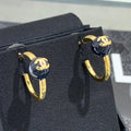 Chanel 2026 Navy Blue Enamel Ball Double C Hoop Earrings