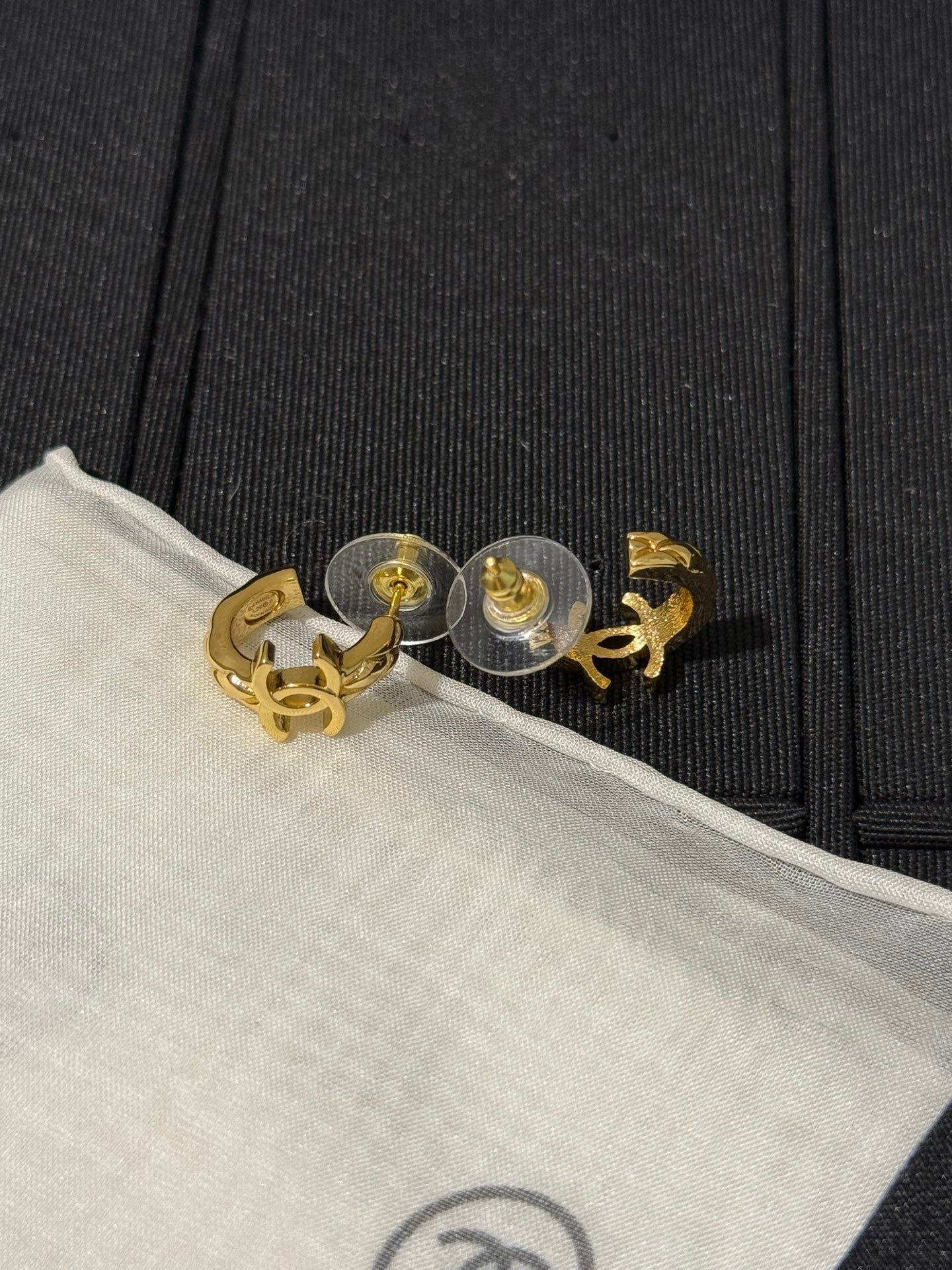 Chanel 2026 Gold Quilted Double C Small Hoop Earrings