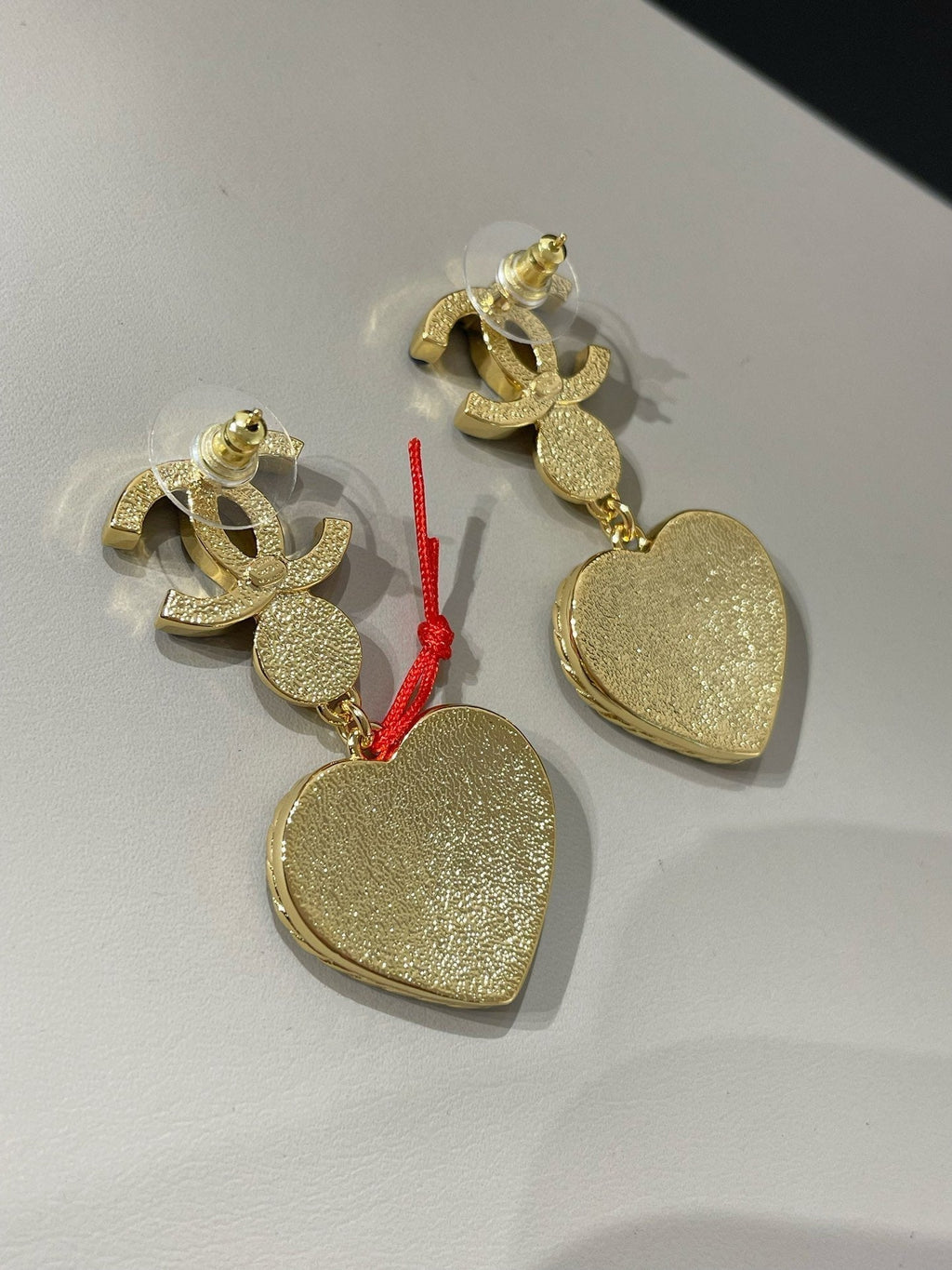 Chanel Heart Blue Denim Drop Earrings
