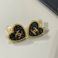 Chanel 24P Heart Blue Earrings French Clip