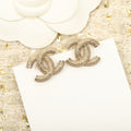 Chanel Double C Logo Gold Stud Earrings