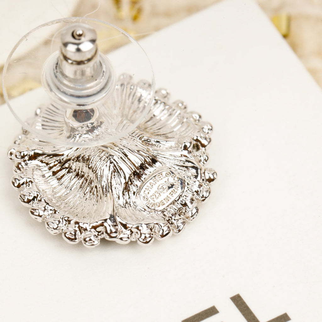 Chanel Double C Small Camellia Gold Earrings