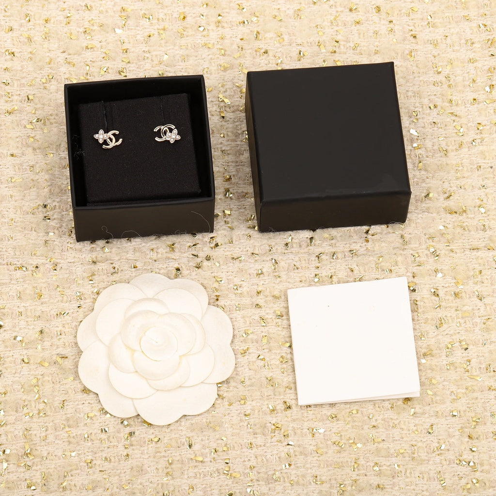 Chanel Double C Flower Gold Earrings