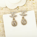 Chanel Double C Diamonds Teardrop Earrings