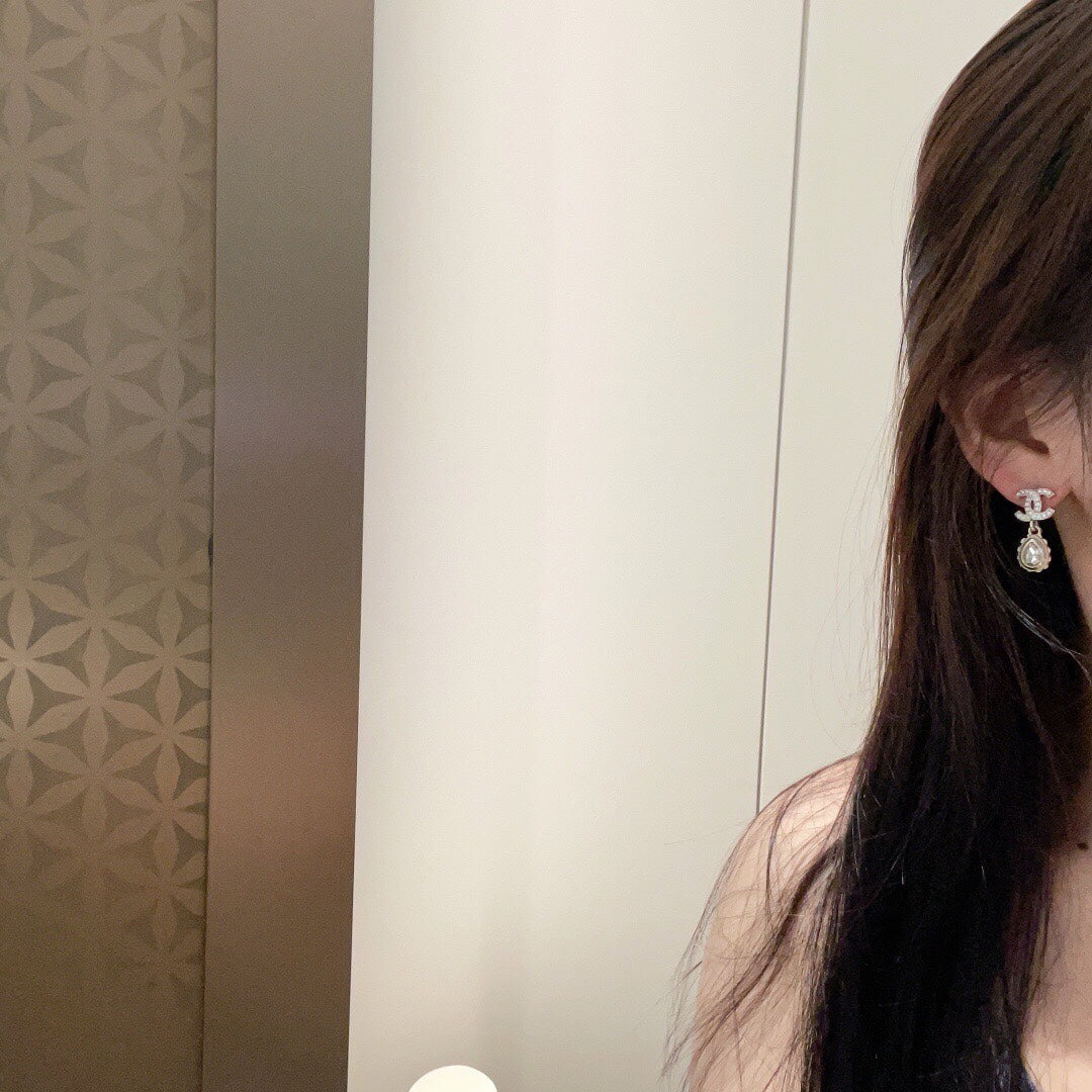Chanel Double C Diamonds Teardrop Earrings