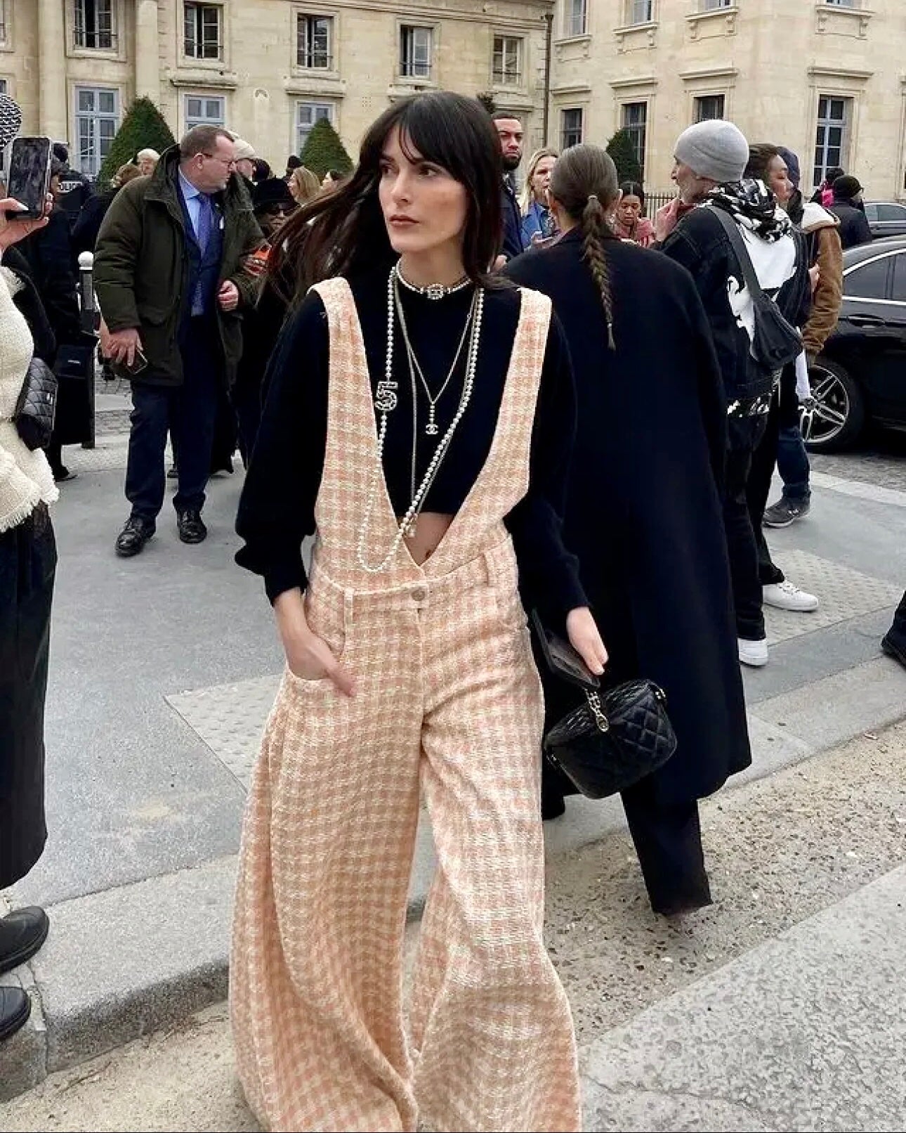 Chanel Pearls And Leather Straps Gold Necklace Type 2
